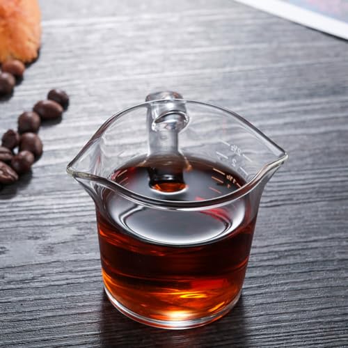 Espresso Glass Measuring Cups 3-Ounce/100ML Double Spout Glass Measuring Cup Espresso Shot Glasses with V-Shaped Mouth Milk Frothing Pitcher Cappuccino Cup Accessories - size: 1pc-cups