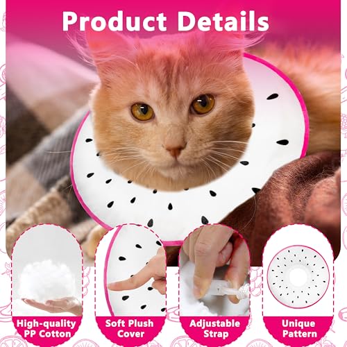 Cat Cone Collar Soft, Cat Recovery Cone (Dragonfruit, L) | Stop Licking, Cute Kitten Donut Collar After Surgery, Elizabethan Collars for Kittens, Lightweight Cats Neck Cones - color: Dragonfruit, size: Large