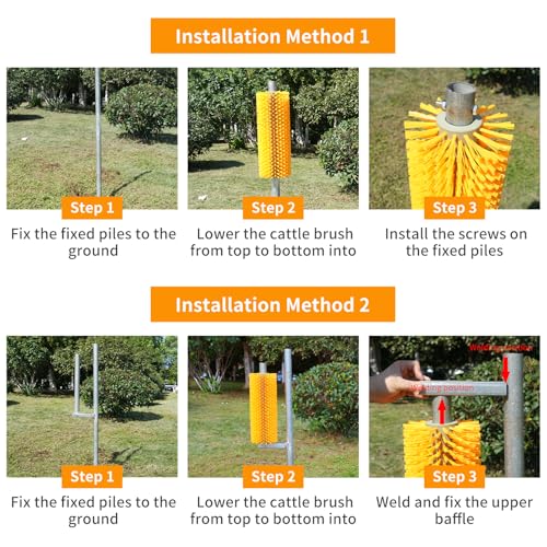 Entire Livestock Scratching Brush Horse Scratcher Full Massage Grooming Brush Animal Back Itch Relief With 16 Screws for Goat，Cattle, Sheep, Horses, Pigs (Yellow)