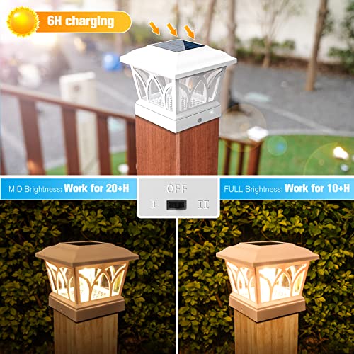 VOLISUN Solar Fence Post Cap Lights, Edison LED 2 Modes 8Pack,Slate White | Solar powered lights fit 4x4/6x6 posts, ideal for garden, deck, mailbox, yard & porch outdoor decoration - color: White, size: 8 pack