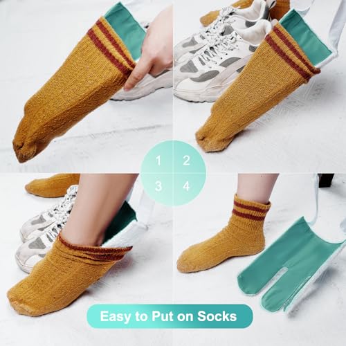 Sock Aid, Sock Helpers to Put on Your Socks for Seniors, Disabled, Pregnancy, Assist Device for Elderly, Tool Aide Puller Easy on and Off with No Bending(Mint Green) - color: Mint Green