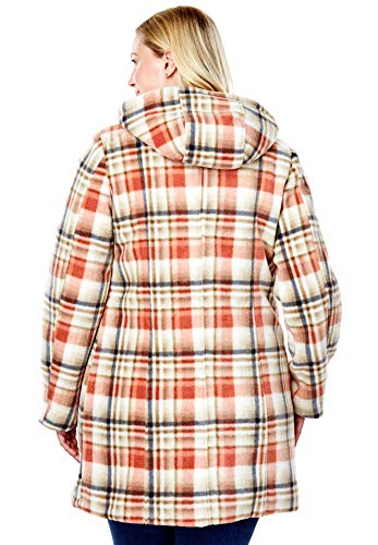 Woman Within Plus Size Hooded A-Line Fleece Coat - color: Classic Red, size: 16