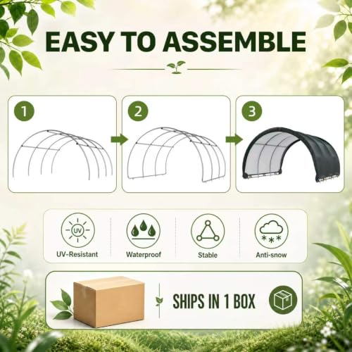 Polar Aurora 10'x10' Corral Shelter, Heavy Duty Round Style Canopy, Waterproof and UV Treated Canvas Cover, Easy Assembly Stable and Agricultural Storage and Shade Shed Kit for Livestock, Green - size: 10x10 FT