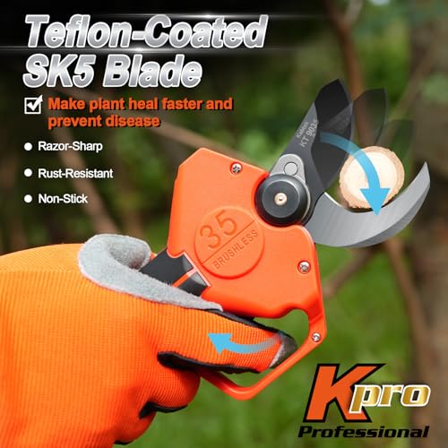 Kebtek 35mm/1.4" Professional Cordless Electric Pruning Shears | Includes 2×21V 2000mAh Batteries, Compatible with Pole for Apple Peach Olive & Grapevine High Branch Cutting