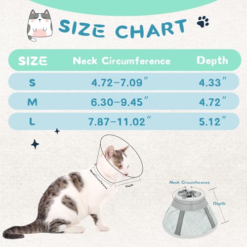 Supet Cat Cone Collar Soft, Air Mesh Recovery Collar to Stop Licking, Breathable Neck Cone Alternative, Lightweight Cat Head Cone Anti Scratch (Green,M) - color: Green, size: M