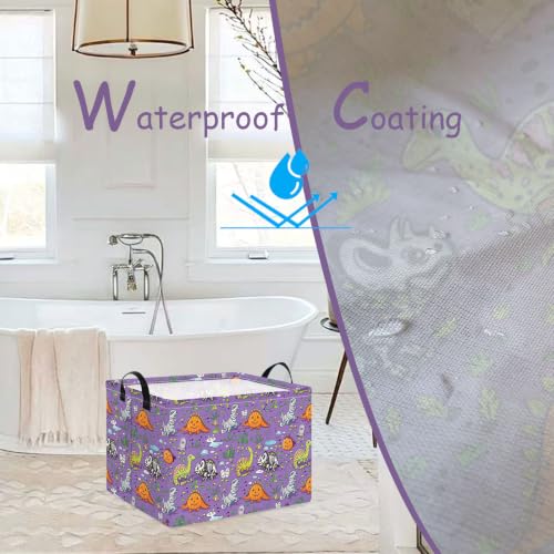 NTAO Gift Storage Basket Empty for Halloween, Storage Bin with Handles, Room Decor, Book Box(Halloween Dinosaurs) - color: Halloween Dinosaurs