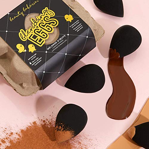 Beauty Bakerie Blending Egg Beauty Sponge Cosmetic Face Make up Blender Sponge Applicator for Powder, Liquid, Foundation, Concealer and Blending, Latex Free 6 Pack Set, Black Egg-cellence - color: Black