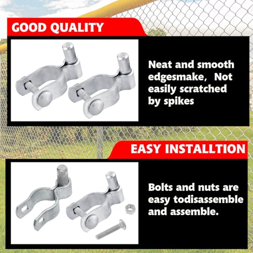 2-3/8" Chain Link Fence Frame Gate Post Male Hinge, Pack of 4,Galvanized Steel Gate Hinge for Fence Posts, Bolts & Nuts Included - size: 2-3/8" Male