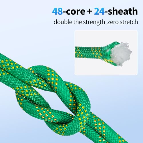 150Ft 1/2 Inch Heavy Duty Climbing Rope,Arborist Rope for Tree Pulling (Green) - size: 150ft-Green-1/2