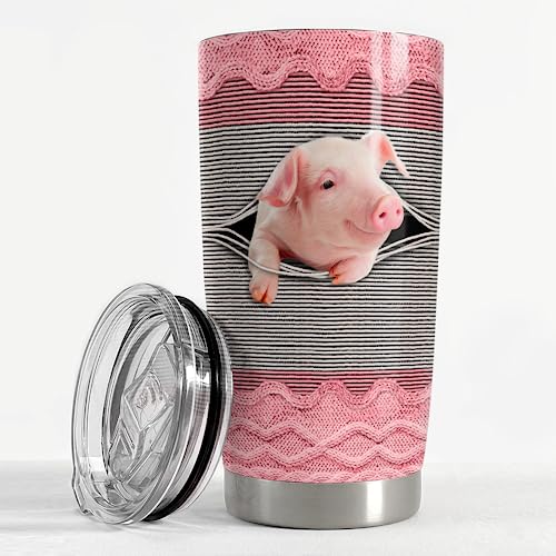 SANDJEST Pig Tumbler 20oz Stainless Steel Insulated Tumblers Coffee Travel Mug Cup Funny Pig Gifts for Women Girls Gift for Birthday Christmas - color: Pig
