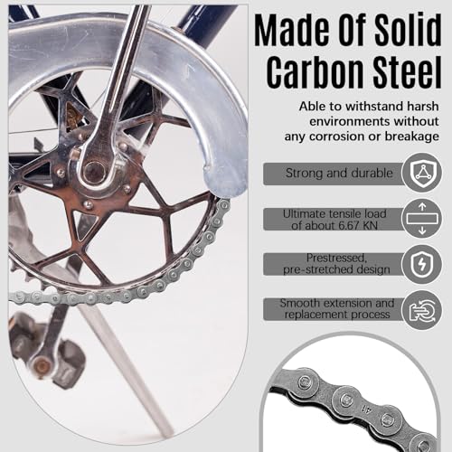 Tandefio #41 20 ft Roller Chain for Gate Openers Carbon Steel Operator Chain with 2 Connecting Links for Extension Replacement Electric Automatic Sliding Gate Opener Garage Hanger Door Karts Bike - size: 20 ft, style: #41