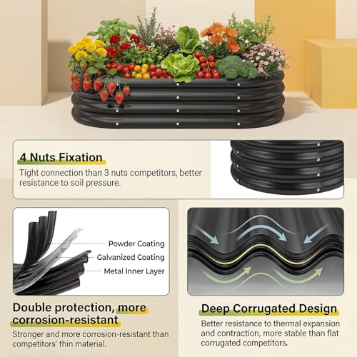 Land Guard 2Pcs 8ft Galvanized Steel Raised Garden Bed, 8 x 4 x 1 ft Large Metal Raised Planter Beds, Raised Garden Bed for Vegetables, Grey - color: 2-grey, size: 8×4×1ft(2pcs）
