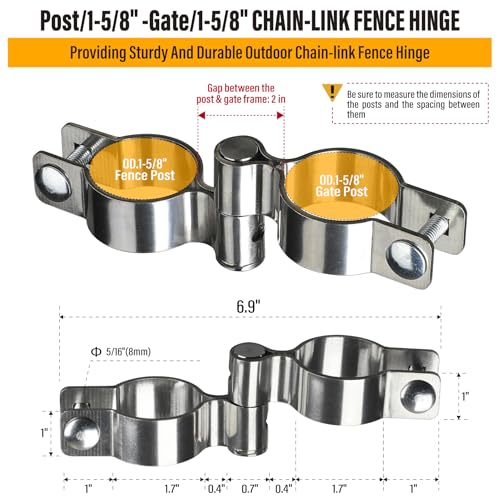 2 Pack 1-5/8" x 1-5/8" Chain Link Fence Gate Hinge, 304 Stainless Steel Heavy Duty Male Female Post Hinges with Bolts and Nuts - color: 1-5/8", size: 1-5/8 Inch