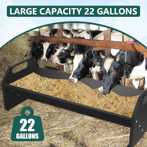 Portable 45" Long Livestock Feeding Trough,Galvanized Steel 22 Gallon Capacity HorseTrough,Heavy-Duty Sheep Trough for Livestock for Horse, Cattle, Cow, Pig, Alpaca