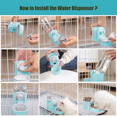 GPY Automatic Hanging Gravity Pet Feeder and Water Dispenser Set | Automatic Rabbit Bunny Feeder and Guinea Pig Water Bottle Water Dispenser for Dogs Cats Pets Animals Large Capacity (Blue) - color: Blue