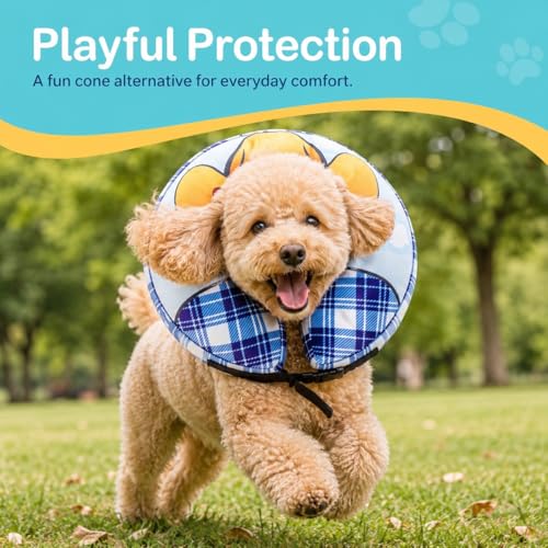 Avont Inflatable Cowboy Dog Cone Collar, Soft Recovery E-Collar | S: Neck 6.3-9.5", Width 2.7". Soft inflatable donut, washable cover, stops licking & scratching - size: S(Neck 6.3"-9.5")