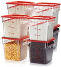 CURTA 8-Pack 8 Qt NSF Clear Polycarbonate Food Storage Containers with Red Lids - Square, Commercial-Grade, Freezer & Dishwasher Safe, Stackable - color: 8.0 Qt 8-Pack(Red Lids)