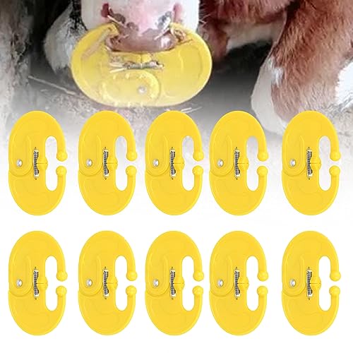Calf Weaner Cow Nose Thorn Thick 10pcs Plastic Cattle Nose Rings Milk Sucking Preventer Yellow