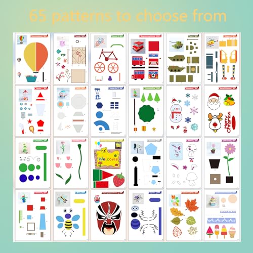 3D Printer Drawing Molds Paper Stencils for 3D Printing Pen,Reusable Graffiti Template,3D Pen Paper Stencils,42 Sheets 65 Patterns with PVC Transparent Board.(Large) - size: Large