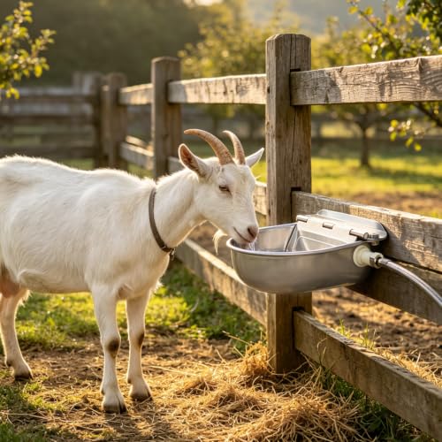 Stainless Steel Automatic Livestock Waterer with Float Valve & Water Hose | Self Filling Automatic Animal Drinking Water Bowl, Wall Mounted for Dogs,Horse,Calf,Chicken,Goat Livestock Animal Drinking