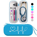 BOVKE Travel Carrying Case Compatible with 3M Littmann Classic III, Lightweight II S.E, MDF Acoustica Deluxe Stethoscopes, Extra Room for Medical Scissors EMT Trauma Shears LED Penlight, Turquoise - color: Pu Leather_Turquoise