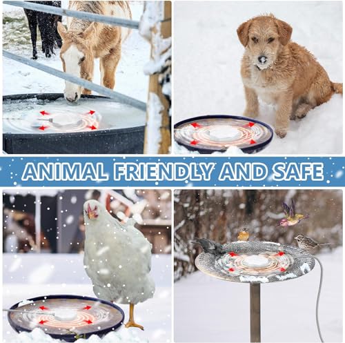 Bird Bath Heater for Outdoors in Winter, 80W Thermostatic Controlled Auto Shut Off Birdbaths Deicer, Winter Water Heated De-icer for Livestock and Poultry in Farm and Yard (2PCS) - style: 2PCS