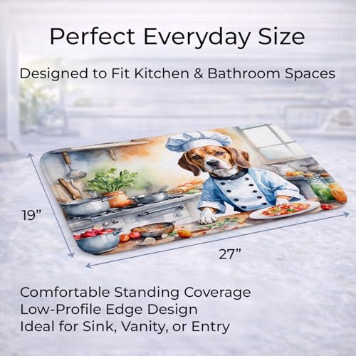 Caroline's Treasures Beagle The Chef Memory Foam Kitchen Mat Machine Washable Anti-Fatigue Mat Cushion Comfort Bath Mat or Kitchen Rug - color: Beagle 6197