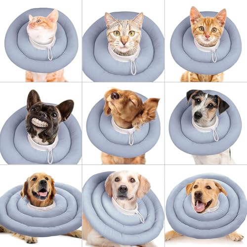 IDOMIK Dog Recovery Collar, Waterproof Soft Dog Cone After Surgery | Comfy Protective Elizabethan Collar Alternative for Dogs Cats, Adjustable Pet Neck Donut Cone Anti-Licking Wounds,Blue,M - color: Blue, size: M