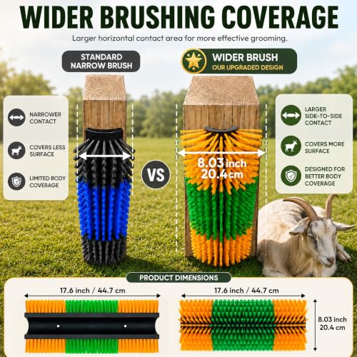 Livestock Scratching Brush, 4-Pack-Grooming Posts for Cows, Horses, Goats and Pigs with 8 Screws, Help Relieve Discomfort in Livestock and Prevent Damage to Fences - color: Yellow-4PCS