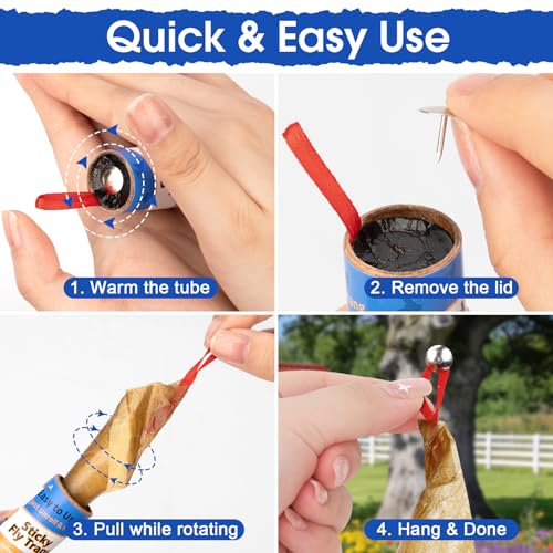 24 Pack Fly Strips Indoor Hanging Fruit Fly Trap Outdoor Sticky | Gnat Traps Fly Tape Fly Paper for Bug, Insect, Pest, Mosquito Fly Ribbon for Orchard Farm Garage Kitchen - size: 24 pack