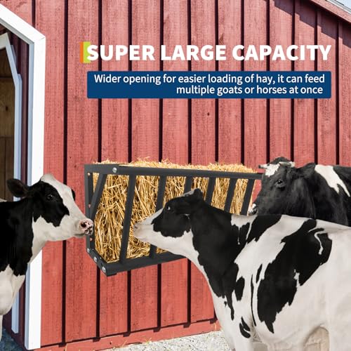 Hay Feeder for Horses, 27'' Long Goat Hay Rack with 16 Gallon Large Capacity, Heavy Duty Steel Wall Mounted Feeder Rack for Horses, Goats, Sheep, Indoor Outdoor Uses in Stable and Farm - size: 27 inch