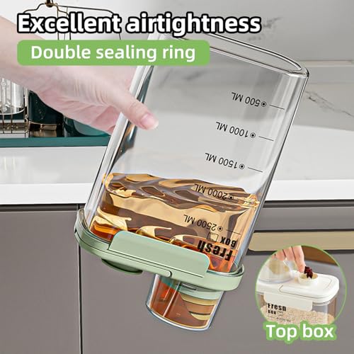 Airtight Rice Storage Container,with Pour Spout & Measuring Cup, BPA-Free - Transparent Dry Food Canister for Cereal, Flour, Pet Food, Oatmeal, Pantry Storage (Cream Yellow, 2800ml) - color: Cream Yellow, size: 2800ml