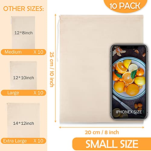 10 Pack Nut Milk Bag, 8‘’ x 10‘’Fine Mesh Grade Reusable Cheesecloth Bags Strainers, Unbleached Organic Cotton Filter Bags for Almond Milk, Juices, ColdBrew, Cheese, Tea, Yogurt, Coffee - size: 8 x 10 inch