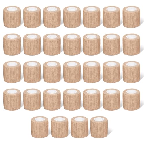 Self Adhesive Bandage Wrap,Bandage Tape,Medical Tape,Vet Tape | Athletic Tape Gauze,for First Aid,Sports, Wrist, Ankle (skin color, 2inch*32rolls) - color: Skin Color, size: 2inch*32rolls