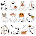 Yinder 24 Pads Funny Cat Shaped Sticky Notes Kawaii Memo Office School | Self Adhesive Tabs for Desk Organization, Pet Lover Gifts Party Favors, Cute Animal Cartoon Stationery Supplies - style: Ghost Animal