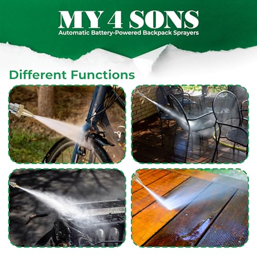 My 4 Sons Stainless Steel Spray Pistol with Hose Adapter | Adjustable Spray Nozzle, High-Pressure Washer Accessories, 30ft Max Range, Ideal for Car Washing, Cleaning & More