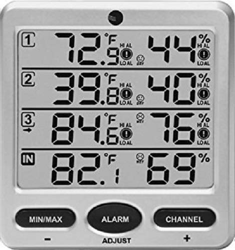 Ambient Weather WS-10-X4 | Wireless Indoor/Outdoor 8 Channel Thermo-Hygrometer with Four Remote Sensors