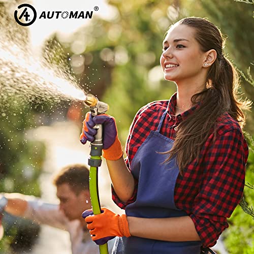 AUTOMAN Garden Hose Nozzle Sprayer - High Pressure 100% Metal Water Spray Nozzle With 4 Patterns - Heavy Duty for Watering Plants, Lawns, Washing Cars & Pets - style: 4 Patterns