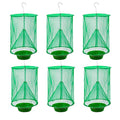 Ranch Fly Trap Outdoor Hanging Reusable with Fishing Apparatus | Food Bait Tray Catcher Cage for Indoor or Outdoor Family Farms, Park (6 Pack) - style: 6 pack