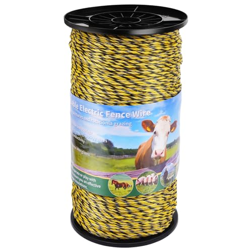 1640ft Electric Fence Polywire, 9-Strand Stainless Steel, 1/8" Diameter | 9 Strands 304 stainless + 30 poly; 330lb break; High conductivity; UV resistant; for horses, cattle, goats,rotational grazing - size: 1640 Feet