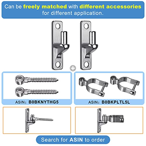 Insaga 304 Stainless Steel Gate Hinges 4 Pcs, Heavy Duty Wall Mount Hinges with 5/8" Pin, One-Piece Casting Farm & Chain Link Fence Gate Hardware - color: Silver-SS-Pin-4Pcs