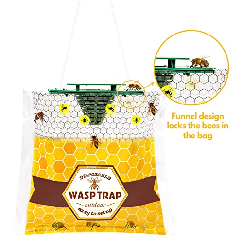 Outdoor Disposable Yellow Jacket & Wasp Traps 8 Pack | Carpenter Bee Traps for Outside, Yellow Jacket Trap, Hornet Traps, Wasp Killer Catcher for Outdoor Yard Garden - size: 8 Pack