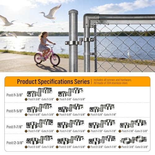 2 Pack 2-3/8" x 1-5/8" Chain Link Fence Gate Hinge, 304 Stainless Steel Heavy Duty Male Female Post Hinges with Bolts and Nuts - color: 2-3/8", size: 1-5/8 Inch