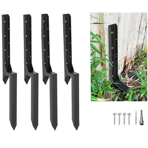 Colinktool 4Pack Fence Post Repair Stakes Kit, Heavy-Duty Metal Fence Post Repair Anchor, Decking Posts, Support 4x4/6x6 Garden Broken Wood Fence Post