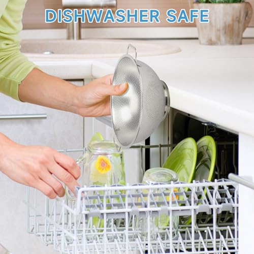 Colander for Kitchen, 3QT, Stainless Steel Colander Strainer with Handle for Fruits Vegetables Cooking Food, Dishwasher Safe - size: 3QT