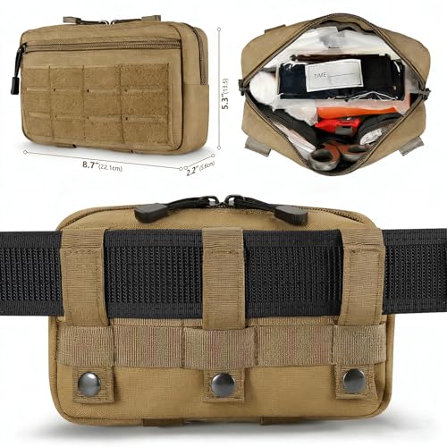 IFAK Trauma Kit with Tourniquet, 4-Inch Israeli Bandage, Elastic Bandages, Set of 34 Pieces Tactical First Aid Kit for Car, Camping, Hiking and Travel - color: Brown