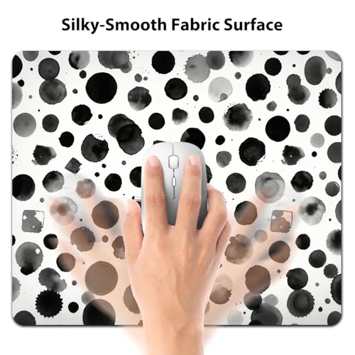 Black Ink Splash Abstract Mouse Pad 9.5" x 7.9", Modern Minimalist Watercolor Dot Cute Desk Mat, Artistic Office - color: Abstract Dots