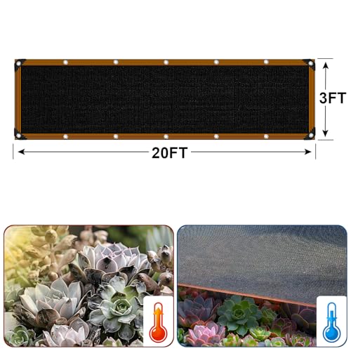 Shade Cloth - for Garden 90% Plant Shades Mesh Tarp with Grommets Outdoor Sun Shades Netting for Chicken Coop Greenhouse Vegetables Pergola Patio Cover - size: 3×20FT
