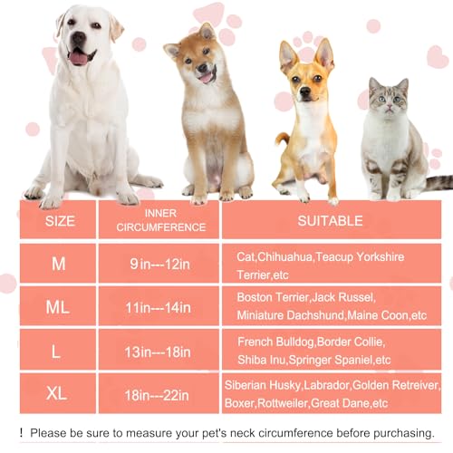Inflatable Dog Cone Collar for Large Medium Small Dogs, Soft Dog Donut Collar Adjustable Recovery Cone for Pets After Surgery, Extra Enhanced Anti-Licking Guard Shield for Pets (ML, Orange) - color: Orange, size: Medium Plus