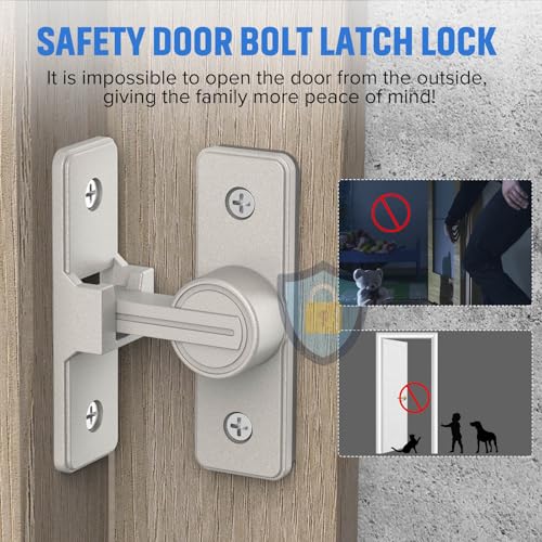 90 Degree Barn Door Lock, Heavy Duty Locks, Nickel-2 Pack | Flip Sliding Gate Latches for Garden, Bathroom, Garage & Sliding Doors - size: 2 Pack Nickel